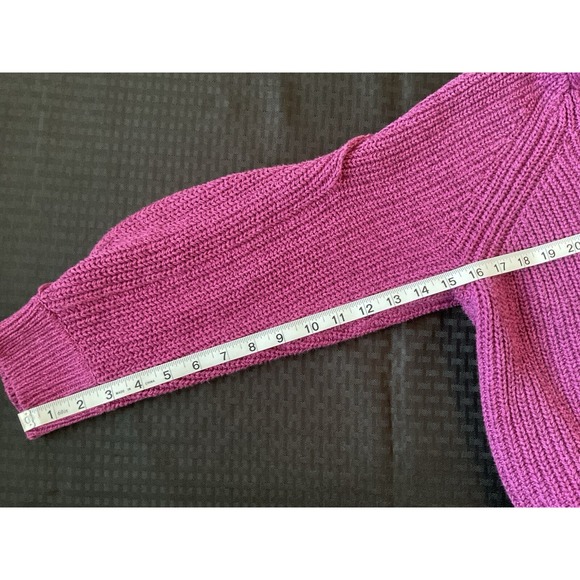 Lane Bryant Women's 22/24 Mauve Burgundy V Neck Cable Knit Sweater Slit Sleeves - Picture 8 of 11